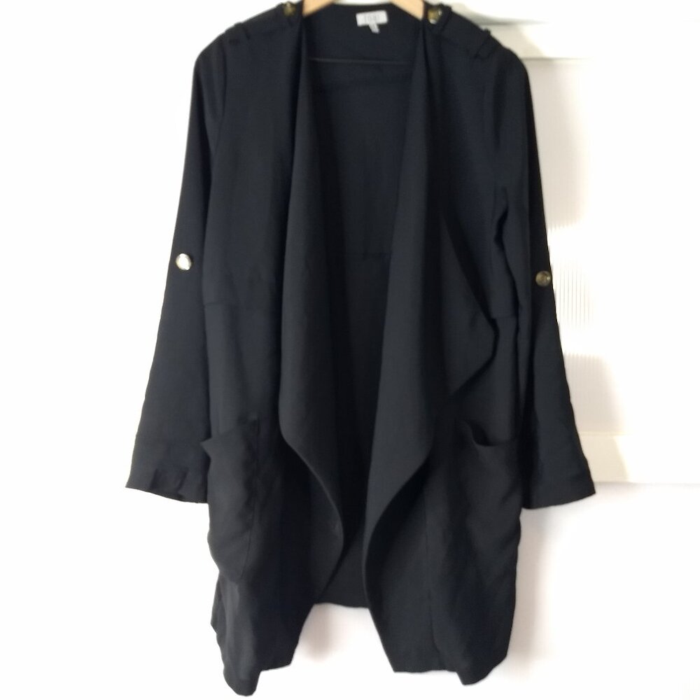 Tobi Black Lightweight Waterfall Open Front Jacket Size Small Oversized Blazer
